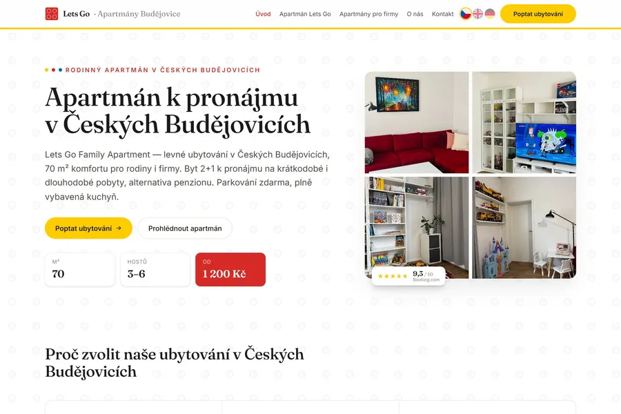 Náhled webu apartmanybudejovice.cz — tvorba webu České Budějovice