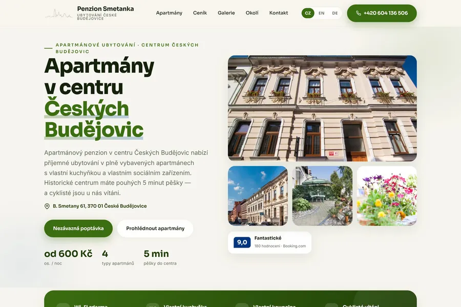 Náhled webu ceskebudejoviceubytovani.cz — tvorba webu České Budějovice